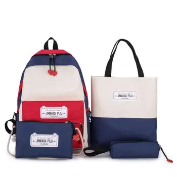 

Women Canvas Backpacks Candy Color Waterproof School Bags For Teenagers Girls Laptop Backpacks Fashion Patchwork Backpack