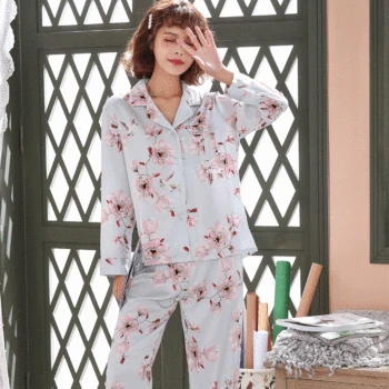 

2020 New Spring Women Pajama Set Sleepwear Long Sleeve Shirt + Pants 2Pcs Nightwear Loungewear Piyamas Women Night Suit Homewear