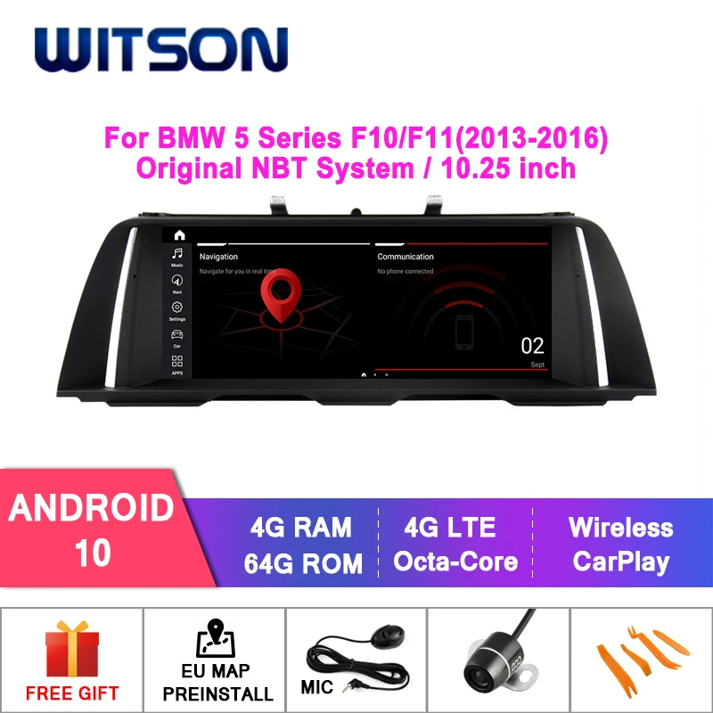 

WITSON Android 10,0 10,25 "автомобильный DVD GPS для BMW 5 серии F10/F112013-2016 4 Гб + 64 Гб авто мультимедиа радио GPS NBT система