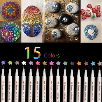 

15/20/30 Colors Metallic Marker Pens Glass Pens Use on Any Paper, Glass, Plastic, Pottery, Wood Surface