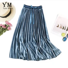 YuooMuoo/хорошее качество, плотная теплая зимняя замшевая юбка для женщин, эластичная Плиссированная Юбка-миди с высокой талией, элегантная Корейская Осенняя юбка