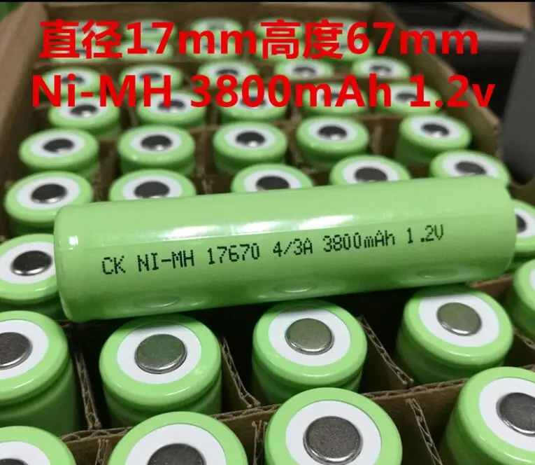 10 шт. cd и ni-mh батарея 17670 4/3A 3800mAh1. 2V 3800 ма/ч, 4000 ма/ч, 4500 ма/ч