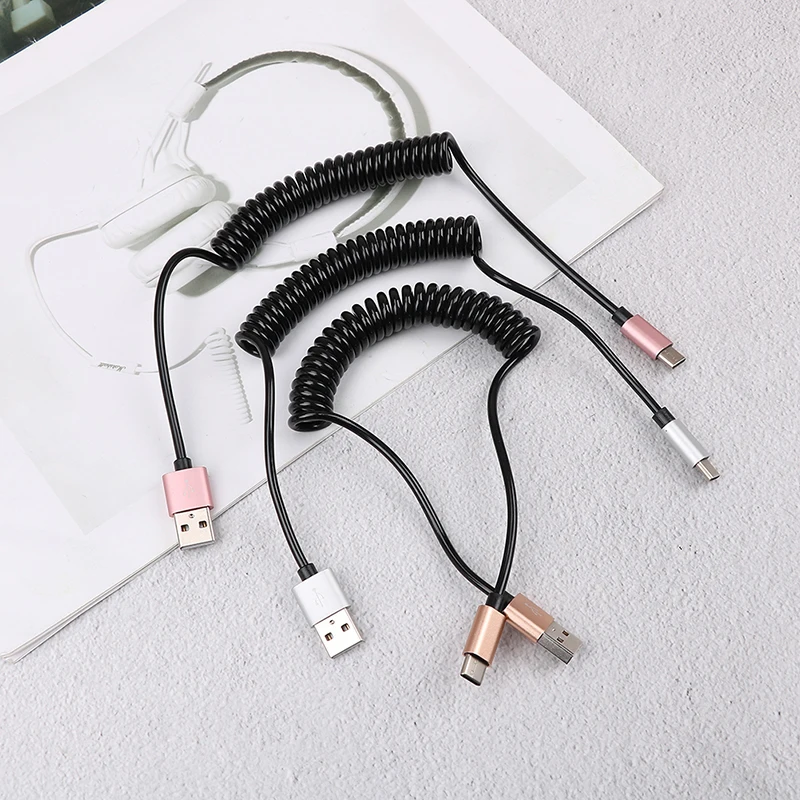 1 м выдвижной USB3.1 пружинный спиральный Выдвижной USB A папа-type C USB-C кабель для зарядки и синхронизации данных USB кабель для зарядного устройства