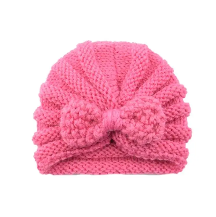 Новое поступление, детская зимняя вязаная шапочка с бантиком, цветная теплая вязаная шапочка-бини, шапка SKullies для девочек, аксессуары - Цвет: 6