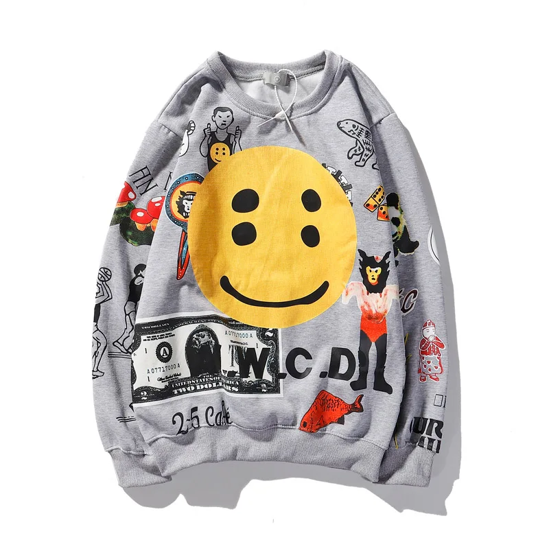 

2020 New Spring Hoodies Kanye Smliey Graffiti Men and Women Sweatshirt Harajuku Xxxtentacion Hip Hop Stranger Things Hoody