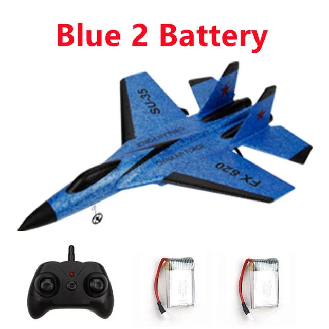 FX-620 SU-35 RC Remote Control Airplane 2.4G Remote Control Fighter Hobby Plane Glider Airplane EPP Foam Toys RC Plane Kids Gift Blue-SU35-2B