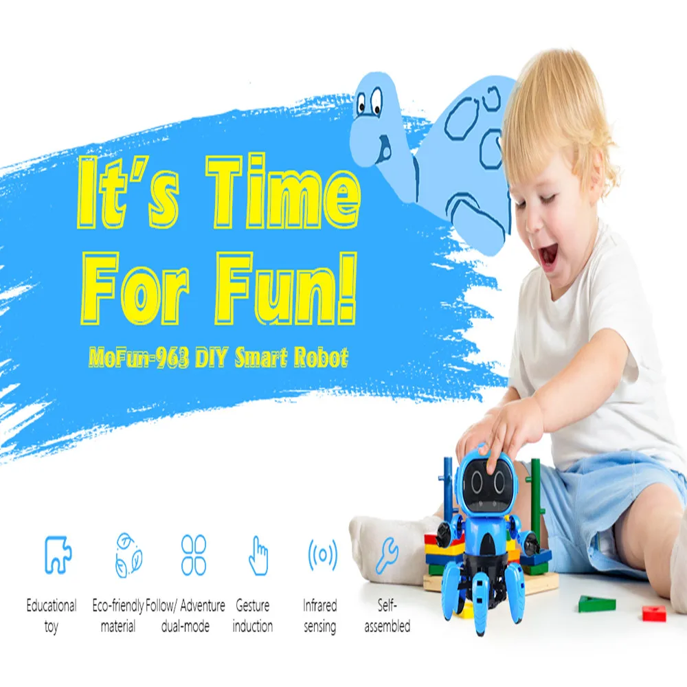 

MoFun-963 DIY Assembled Electric Robot Infrared Obstacle Avoidance And Follow Me Mode Educational Toy Best Gift For Kids