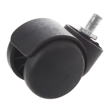 

Threaded Stem Connector Twin-wheel Black Chair Trolley Caster with 3/8" Threaded Stem