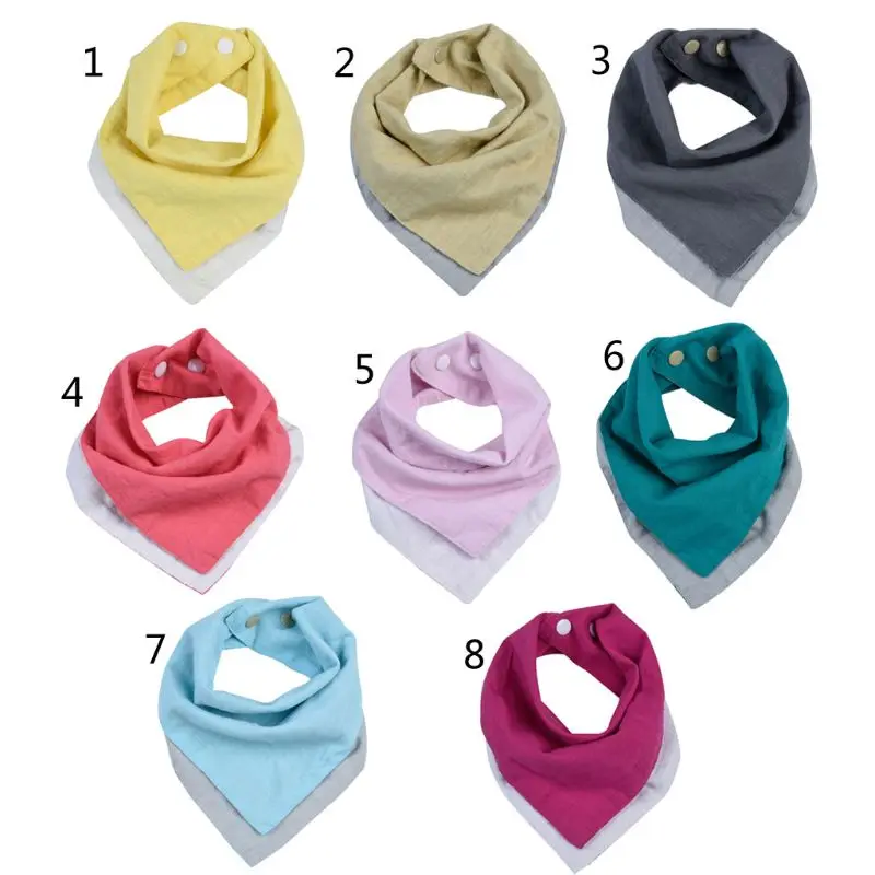 

2 Colors Reversible Muslin & Cotton Baby Bibs Unsiex Baby Accessories Newborn Baby Bandana Bibs Soft Toddler Triangle Scarf