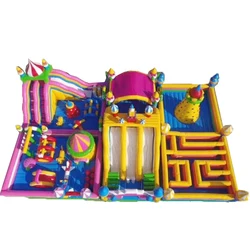 PVC High Quality Inflatable Amusement Park Inflatable Bounce Slide Combo With Inflatable Maze Climbing Wall
