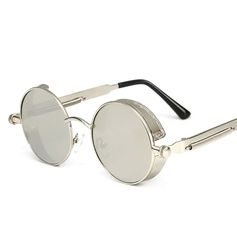 1 шт., Ретро стиль, стимпанк, солнцезащитные очки, для мужчин и женщин, Ретро стиль, металлическая круглая оправа, солнцезащитные очки - Цвет линз: F