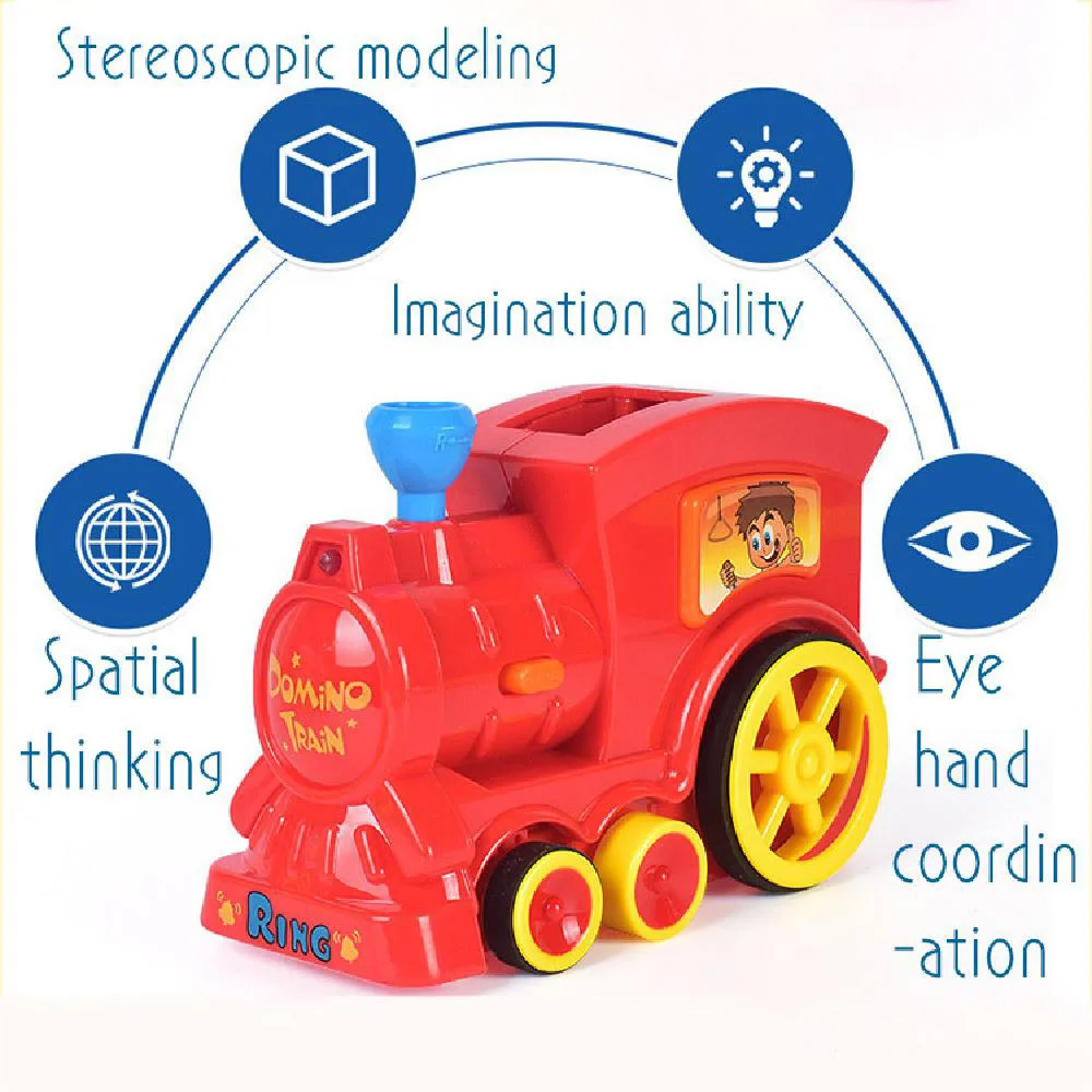Автоматическая кладка кирпича домино игрушечный поезд автомобиль электрический локомотив звук и светильник детский набор игрушек подарки