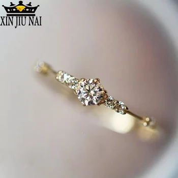 

Japanese Light Luxury Jewelry Gold White Topaz Water Drops Wild Stack Natural crystal rhinestones Ring for women