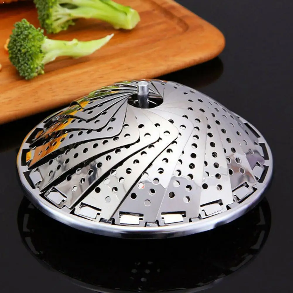 Foldable Steel Steamer Vegetable Kitchen Tools Utensils Mesh Rack Cooking Cookware Fruit Food Bas P7O6 | Дом и сад