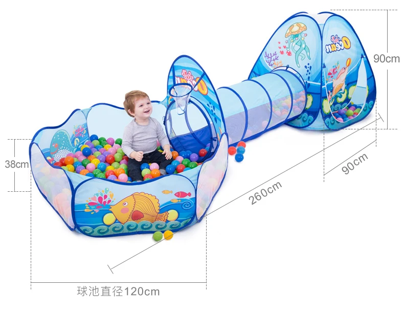 3 In 1 Children Ball Pool Baby Ballon Playpen Portable Kids Tent Ball Pit Crawling Tunnel Kid Playground Yard Pool Ballenbak