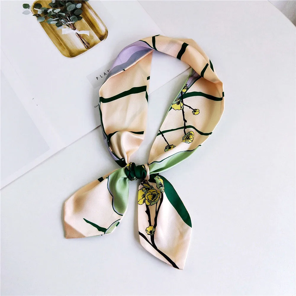 

Fashion Scarf Women Silk Scarf Life Tree Print Head Scarf Handle Bag Ribbons Small Long Skinny Scarves & Wraps