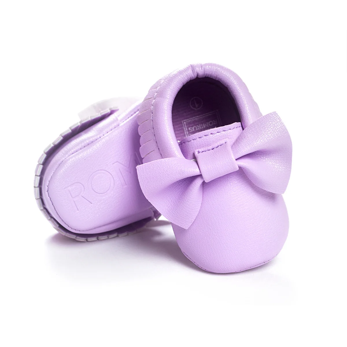 Обувь для новорожденных девочек; обувь для малышей с мягкой подошвой; разноцветная обувь из искусственной кожи с бантом-бабочкой; нескользящая обувь для малышей; обувь для малышей - Цвет: light purple