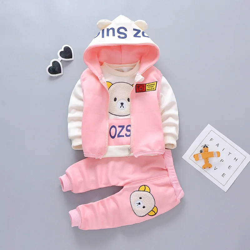 Autumn Baby Girls Clothing Sets Children Warm Hooded Coats And Pants Suit Toddler Boys Thick Velvet Tracksuit Kids Clothes Set (3)