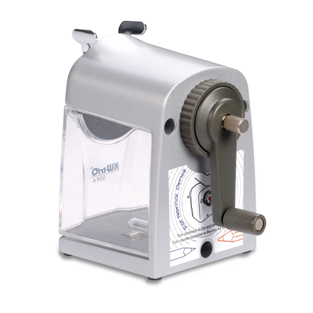 

Manual Pencil Sharpener Handheld Operation Transparent Receptacle Helical Cutter Stationary for School Office Home