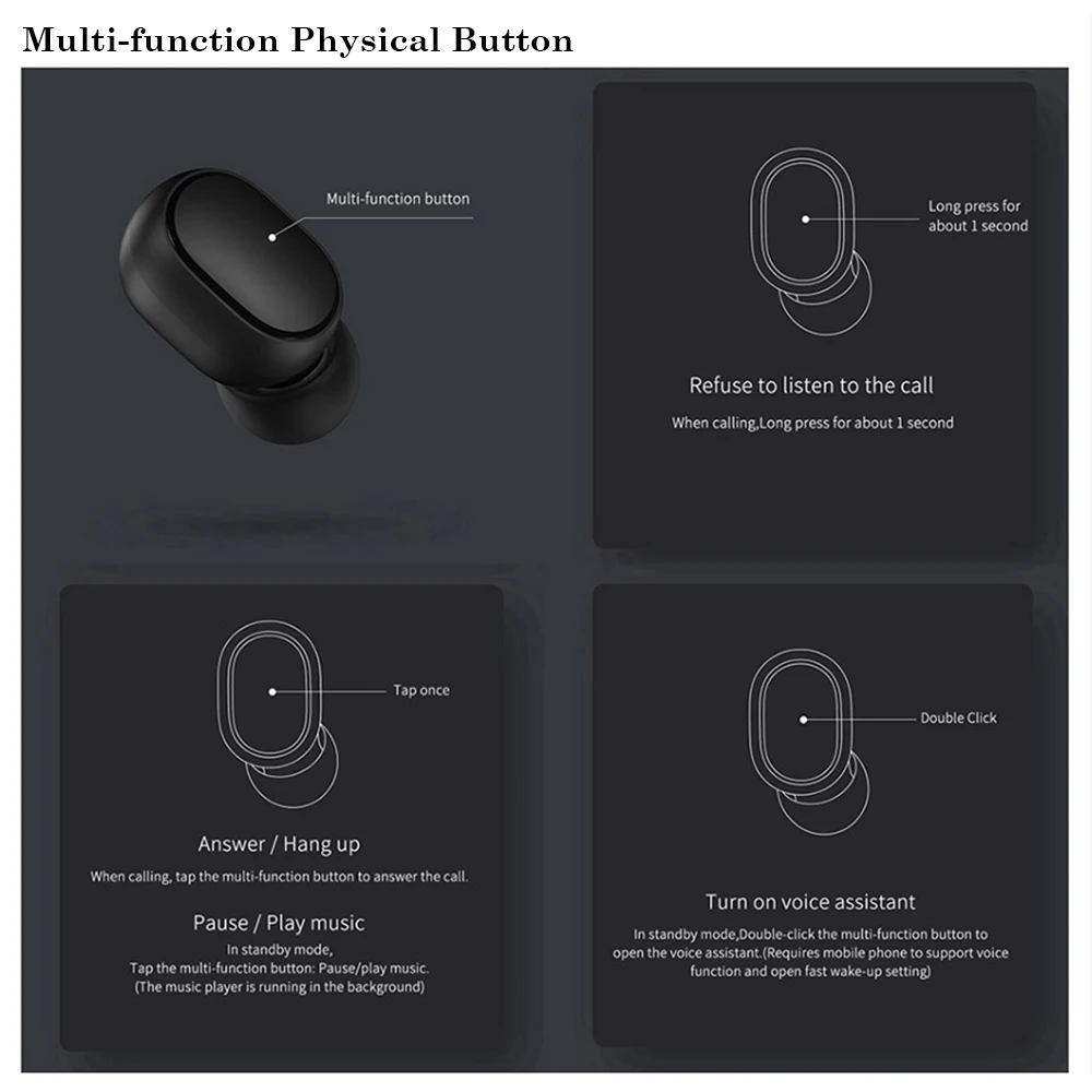 Оригинальные наушники Xiaomi Redmi Airdots Bluetooth 5,0 TWS True беспроводные стерео наушники с активным шумоподавлением