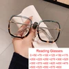 Elegant Clear Green Leopard Blue Filter Eyeglasses Frame Women Overszied Square Reading Glasses Presbyopic Events Plus +1 +2 +6 1