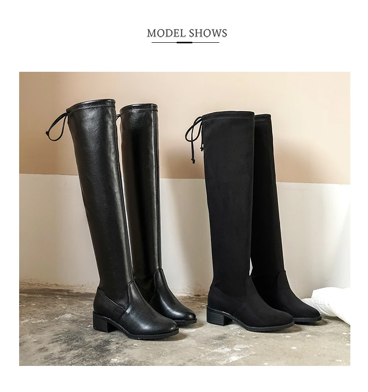 Donnain Black The Knee High Boots Women's Winter Shoes Plus Big Size High Quality Suede Brand Women Shoes Wool Women Winter Boot