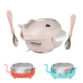 

Baby bowl+spoon+fork+Sucker Feeding Food Tableware Set Cartoon Bear Kids Dishes 361 stainless steel insulated bowl 3-piece set