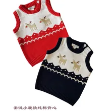 Детский хлопковый жилет в европейском и американском стиле Детский свитер с рождественским оленем детский жилет