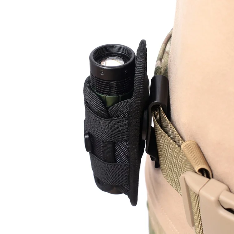 

Molle System Tactical Flashlight Pouch Holder 360 Degree Rotatable Clip Outdoor Hunting Accessories Torch Case Light Holster
