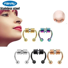 

1PC Surgical Steel Fake Piercing Nose Ring Magnetic Horseshoe U-Shaped Fake Septum False Nose Clips Body Perforated Jewelry