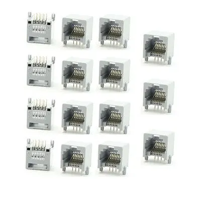 

15Pcs 13mm Long Gray Plastic Casing RJ45 8P8C Modular Network PCB Jack Socket