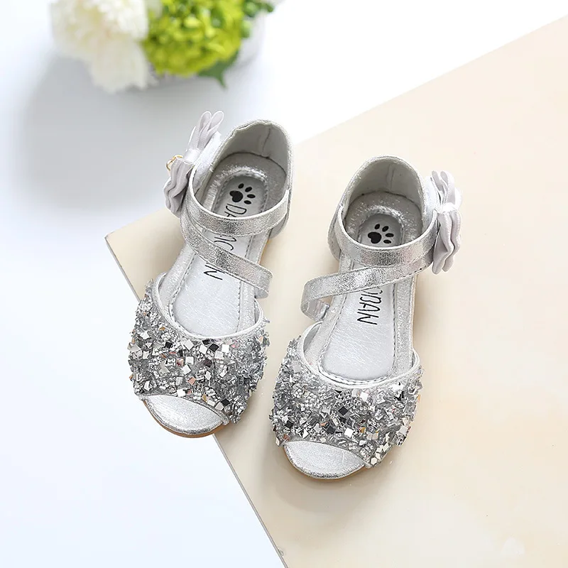 ULKNN Summer 2020 Baby Sandals Girls Princess Shoes Fish Mouth GIRL'S Sandals with Breathable Soft Bottom Child Dance Shoes