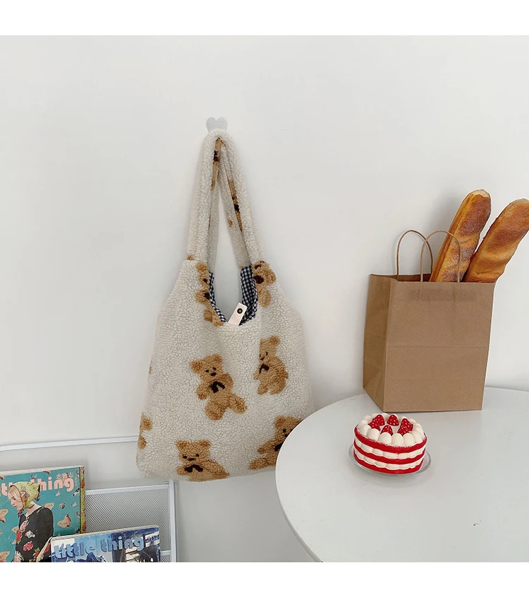 Japanese Style Bear Cute School Bags Girls Large Capacity Single Shoulder Shopping Bag Vest Bags