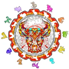 Puzzle en bois 3D pour enfants, jouet éducatif, taureau du zodiaque, Animal décoloré, assemblage, bricolage, 400g, offre spéciale