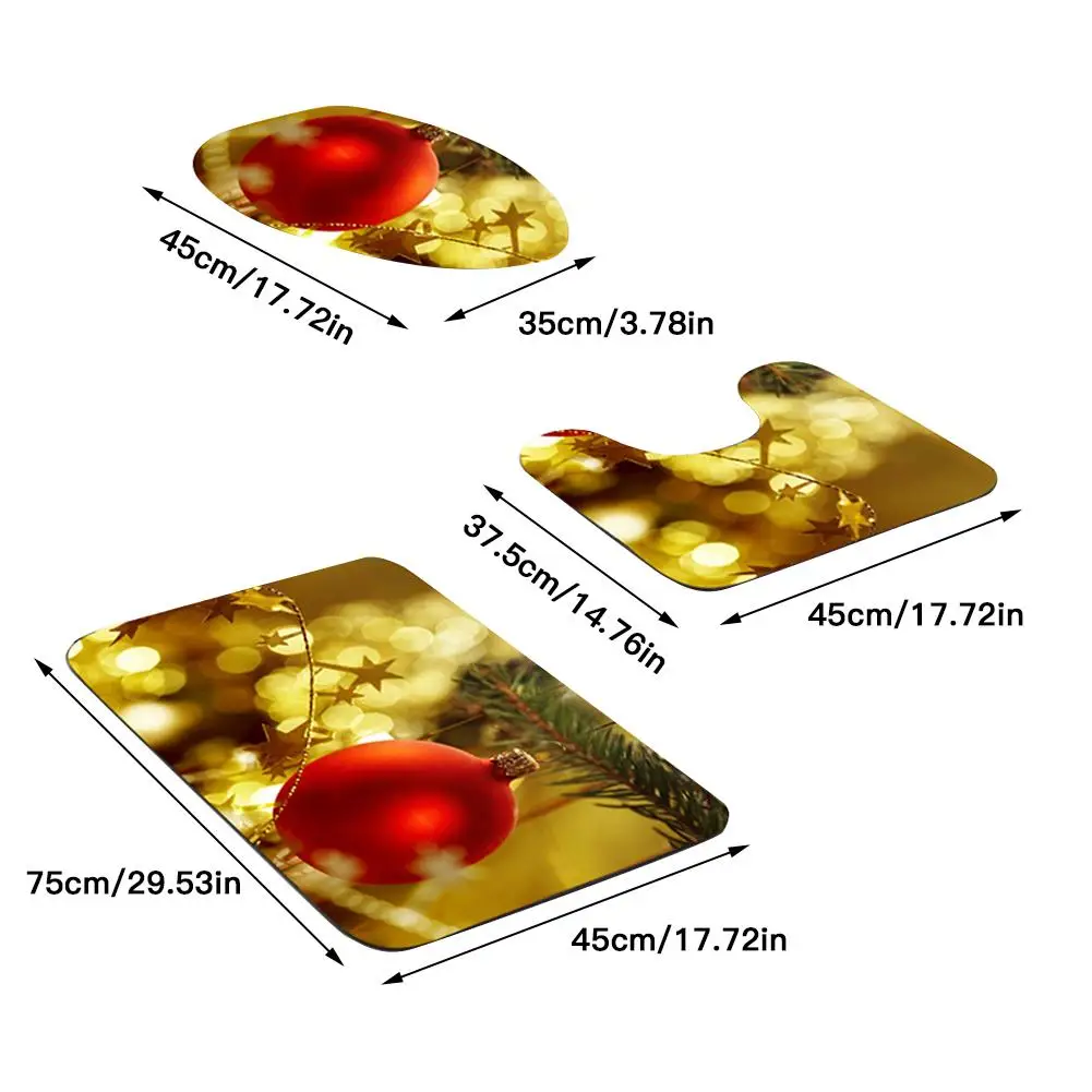 Новинка, 3 шт./компл., рисунок Санта Клауса, нескользящая Крышка для сиденья унитаза, домашняя Рождественская теплая крышка для унитаза, украшения для ванной комнаты