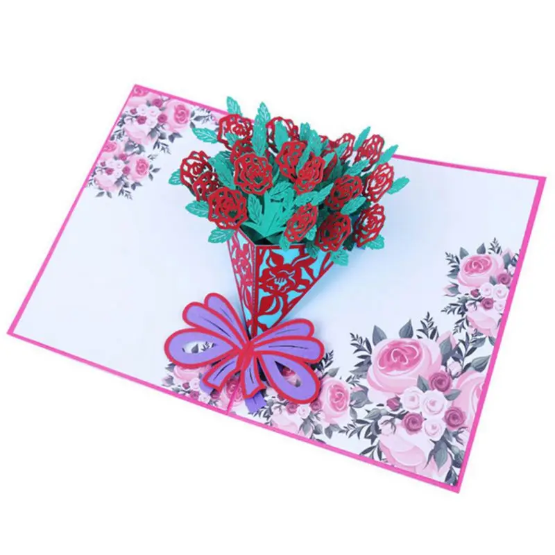  Valentine's Day Fireworks 3D Greeting Card Festive Party Supplies Event Party Cards Invitations Gir - 4.00009E+12