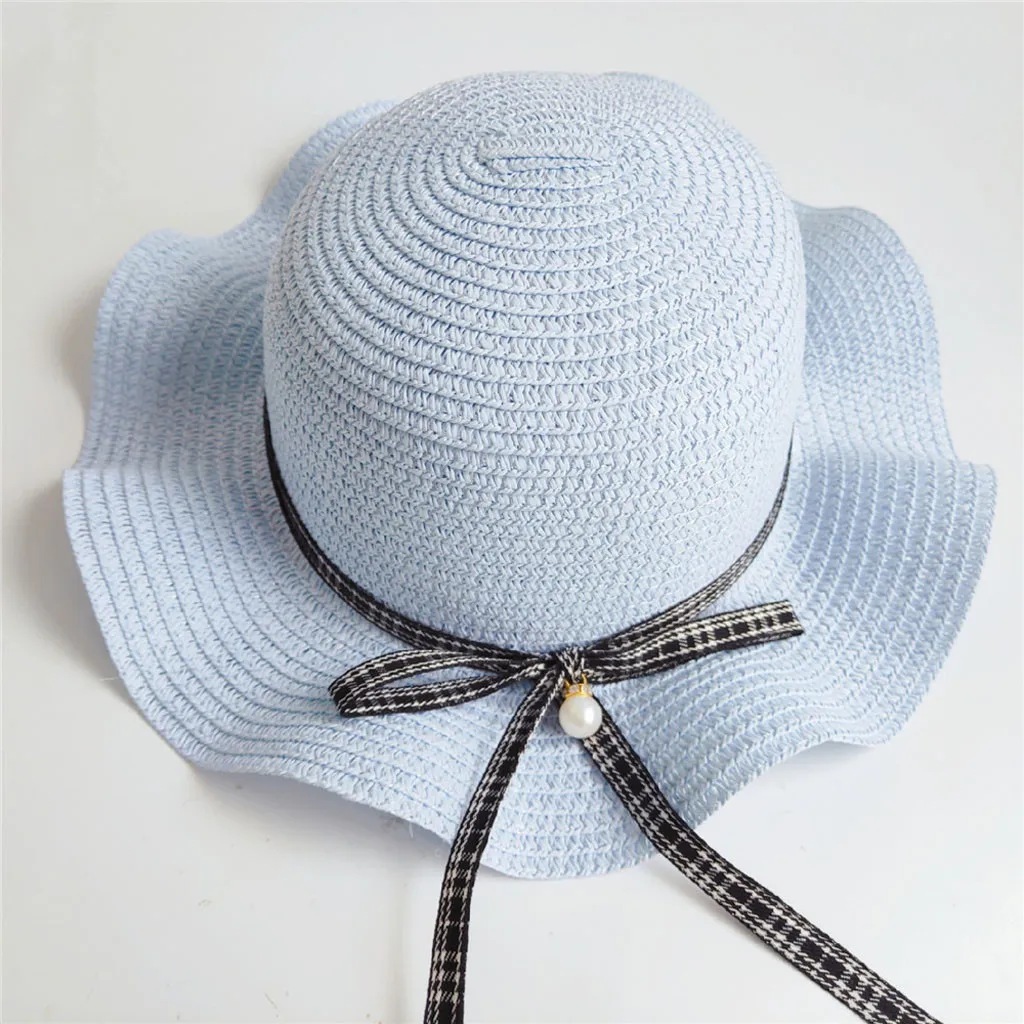  Baby Girl Sweet leisure Sun Hat kids hat sun straw hat handmade  Children Kids Summer Hat Beach Bucket Cap Toddler Girls Hat