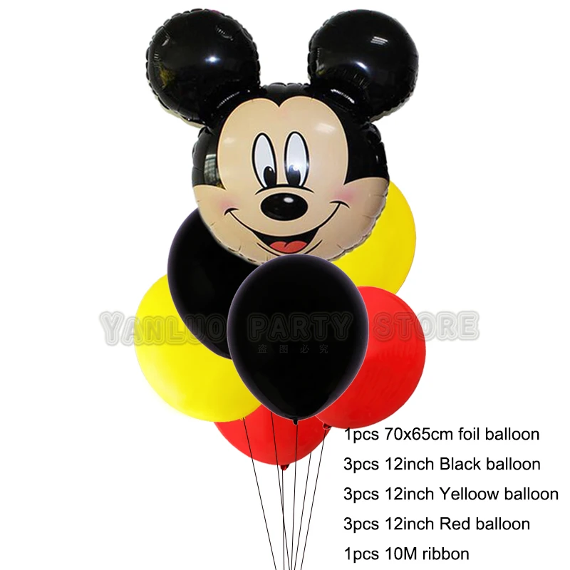 1 set balloon Вечерние одноразовые столовые приборы с Микки Маусом и Микки Маусом, скатерть для детской вечеринки на день рождения, украшения для детского душа - Цвет: 1 set balloon