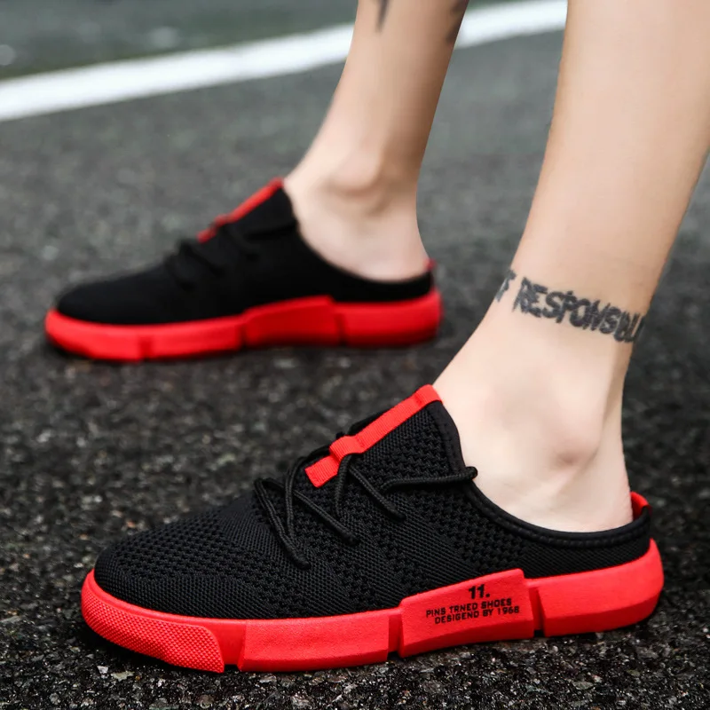 

Summer Closed-toe Semi-Slipper Men's Korean-style Trend Outdoor Slipper No Heel Lazy Peas Trendy Shoes Summer Breathable Shoes