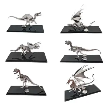 

DIY Assembly 3D Metal Puzzle Dinosaur Model Kit with Stand Jigsaw Building for Adults Kids Mechanical Model Educational