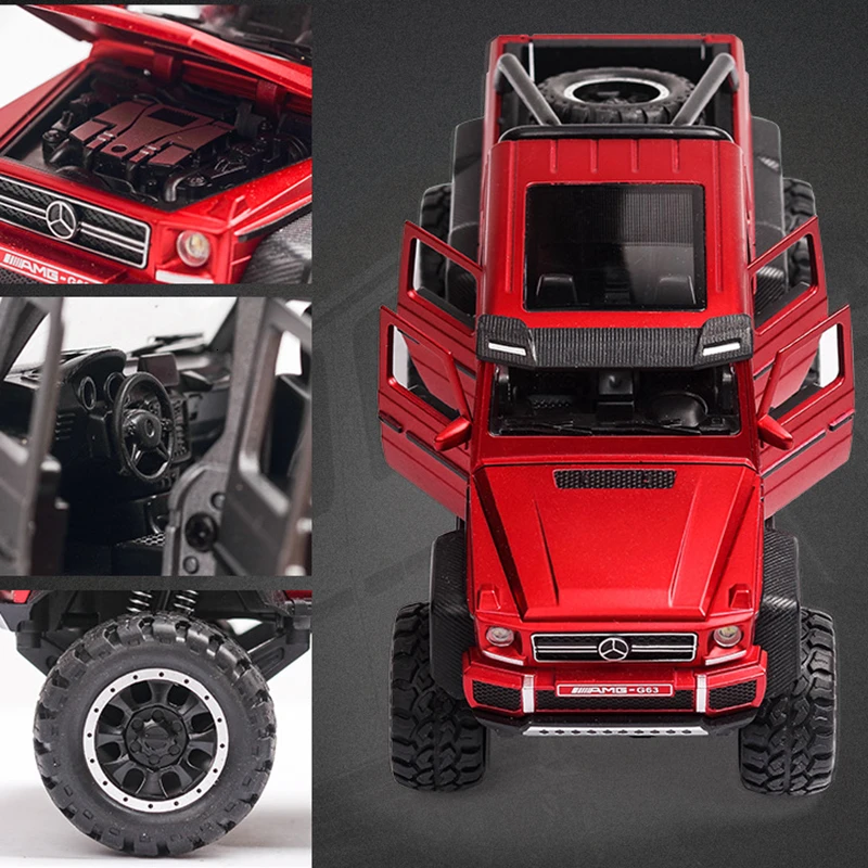 1/32 литые модели автомобилей игрушки G63 6WD AMG желтая модель автомобиля с имитацией Автомобильная подвеска внедорожник игрушка для мальчика