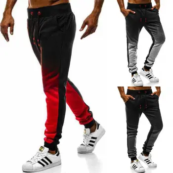 

Men's Slim Fit Urban Straight Leg Trousers Casual Pencil Jogger Long Cargo Pants Male Gradient Colorblock Surplice Loose Pants