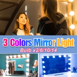 Ampoule LED pour miroir de maquillage 5V, 3 couleurs, lampe pour Table de toilette Hollywood, USB, veilleuse murale pour salle de bain 