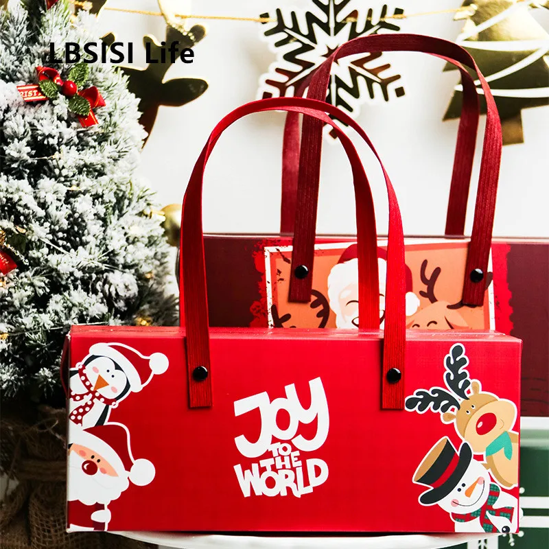 Подарочная коробка с рождественскими ручками LBSISI Life 5 шт. бумажные коробки для