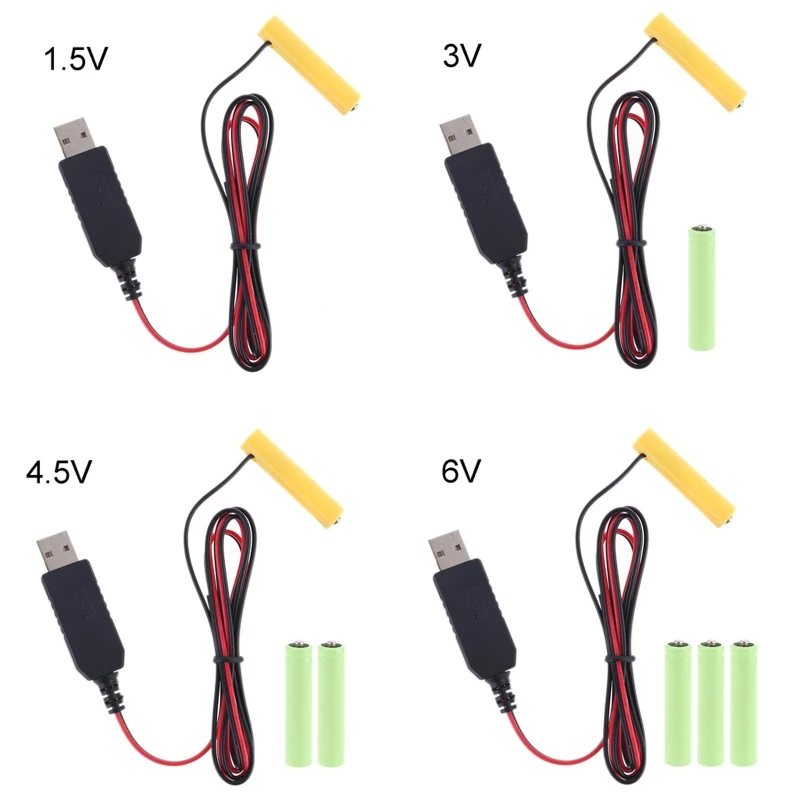 

LR03 AAA Battery Eliminator USB or Type C Power Supply Cable Replace 1-4pcs AAA Battery For Electric Toy Flashlight Clock