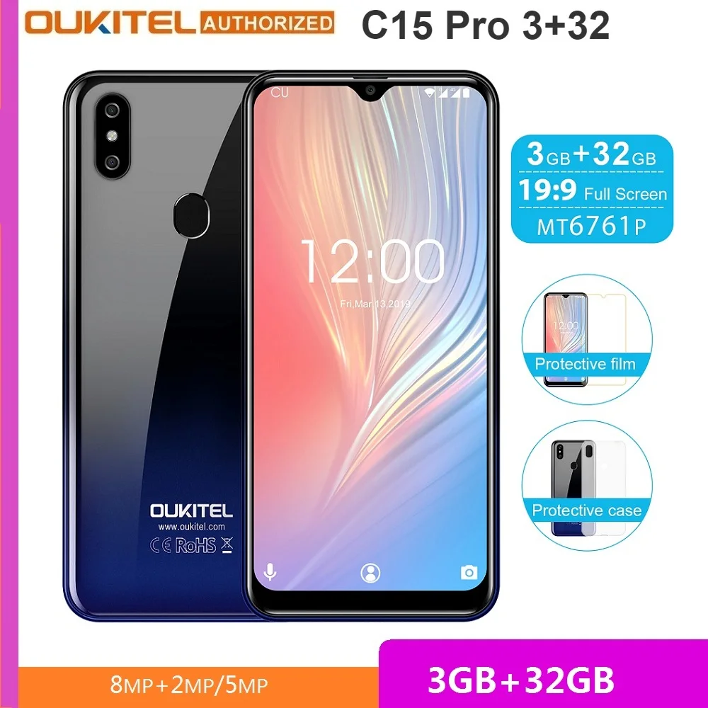  OUKITEL C15 Pro 3+32 4G Smartphone 6.088-inch MT6761 Quad-core 8MP+2MP Face ID & Fingerprint Mobile