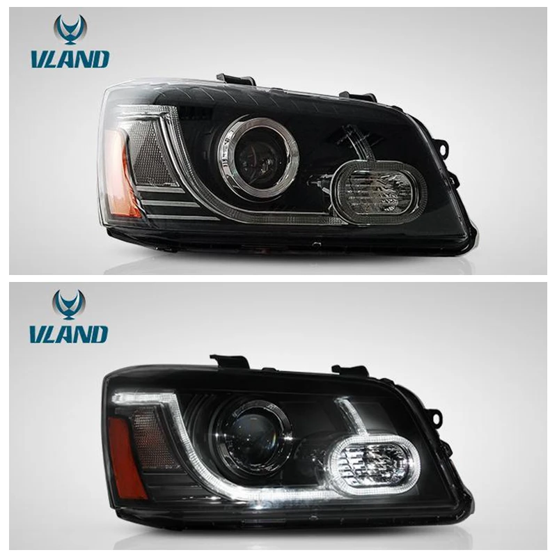 

VLAND Factory For Car Head Lamp For Highlander Headlight 2001 2004 2006 2007 LED Headlight H7 Xenon Lens With DRL+Low beam lens