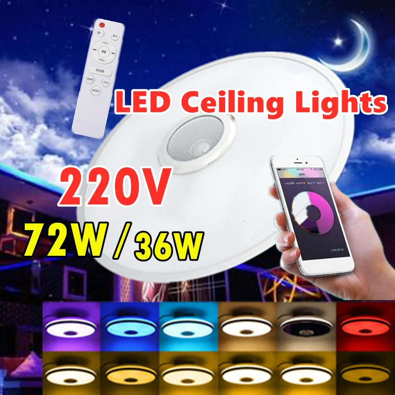 

Modern LED Ceiling Lights 36W 72W Home lighting APP bluetooth Music Light Bedroom Lamps 220V Smart Ceiling Lamp+Remote Control