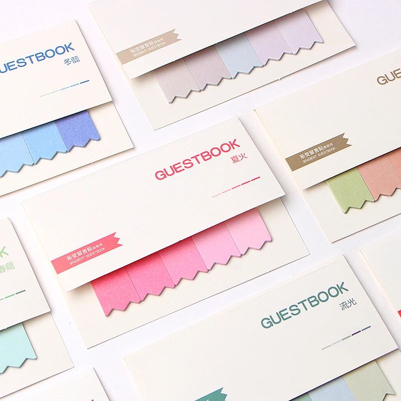 【FUN LIVE】 100 Pages Gradient Memo Pad Sticky Notes Bookmark Index Posted It Planner Stickers Notepads Stationery Office School Supplies. 