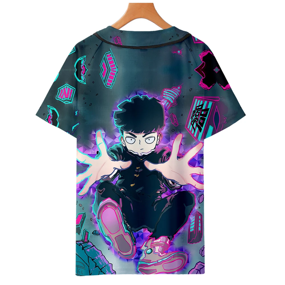 Аниме Mob Psycho 100 3D бейсбольная рубашка для мужчин мультфильм лето тонкий короткий рукав бейсбольная рубашка для мужчин Harajuku Mobu Saiko Hyaku рубашка